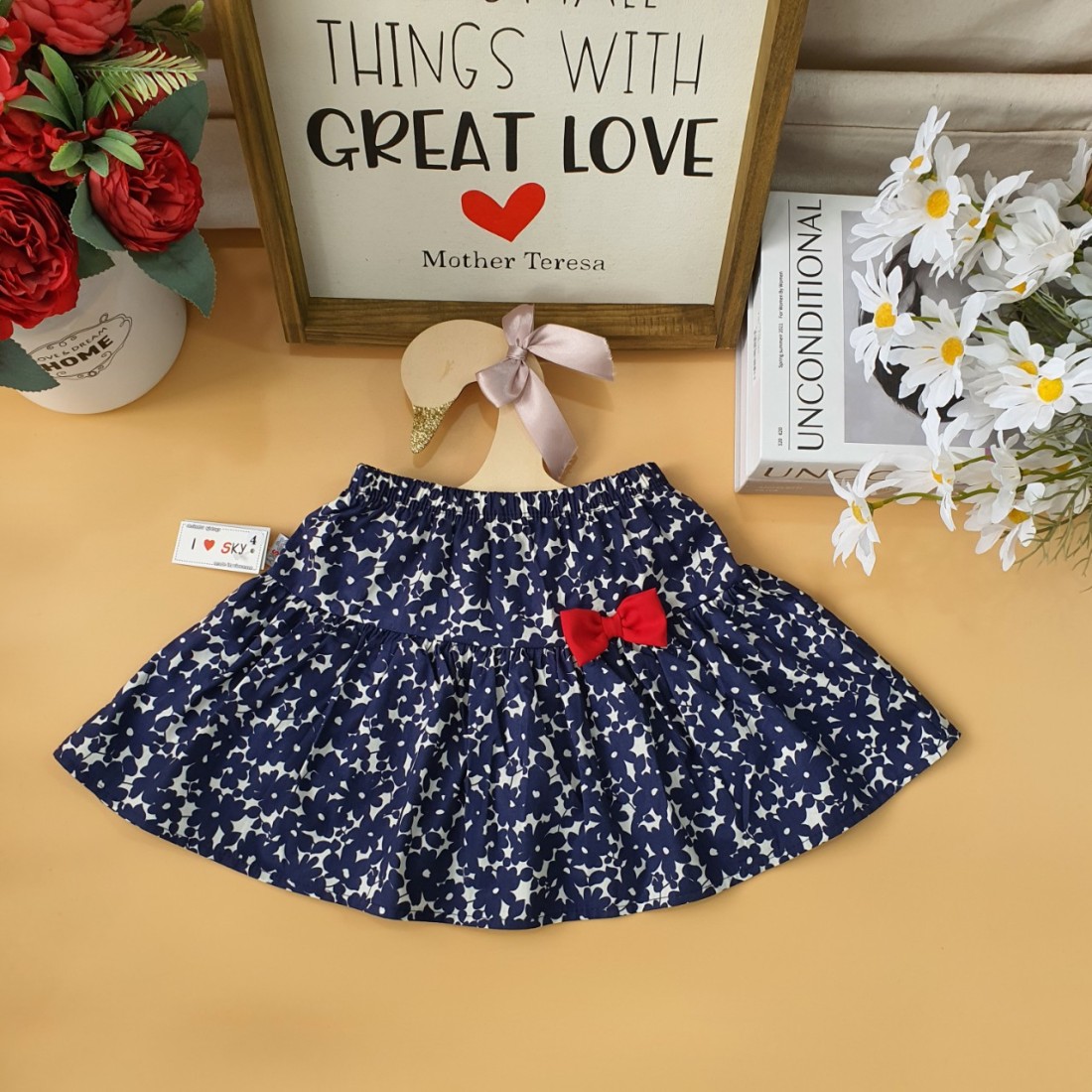 Chân váy hoa có quần cotton bên trong cho bé size 3 -10-