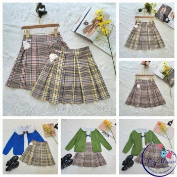 Chân váy kẻ xếp ly kèm quần cotton cho học sinh size 7-15 Chân váy kẻ xếp ly kèm quần cotton cho học sinh size 7-15