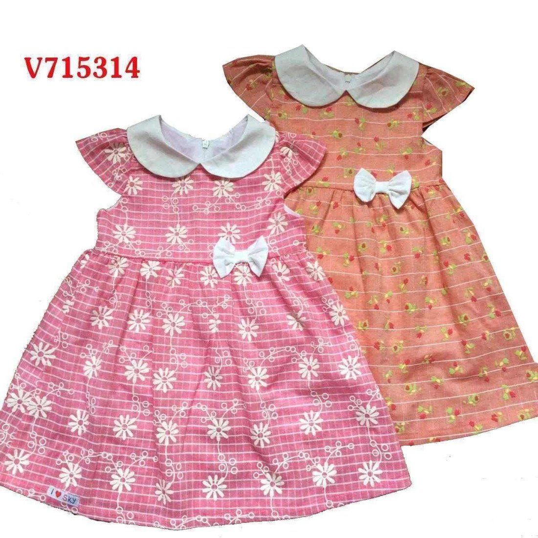 váy thu tay hến cổ sen-V715314-kidsky-bán sỉ váy thu tay hến cổ sen-V715314 váy thu tay hến cổ sen-V715314-