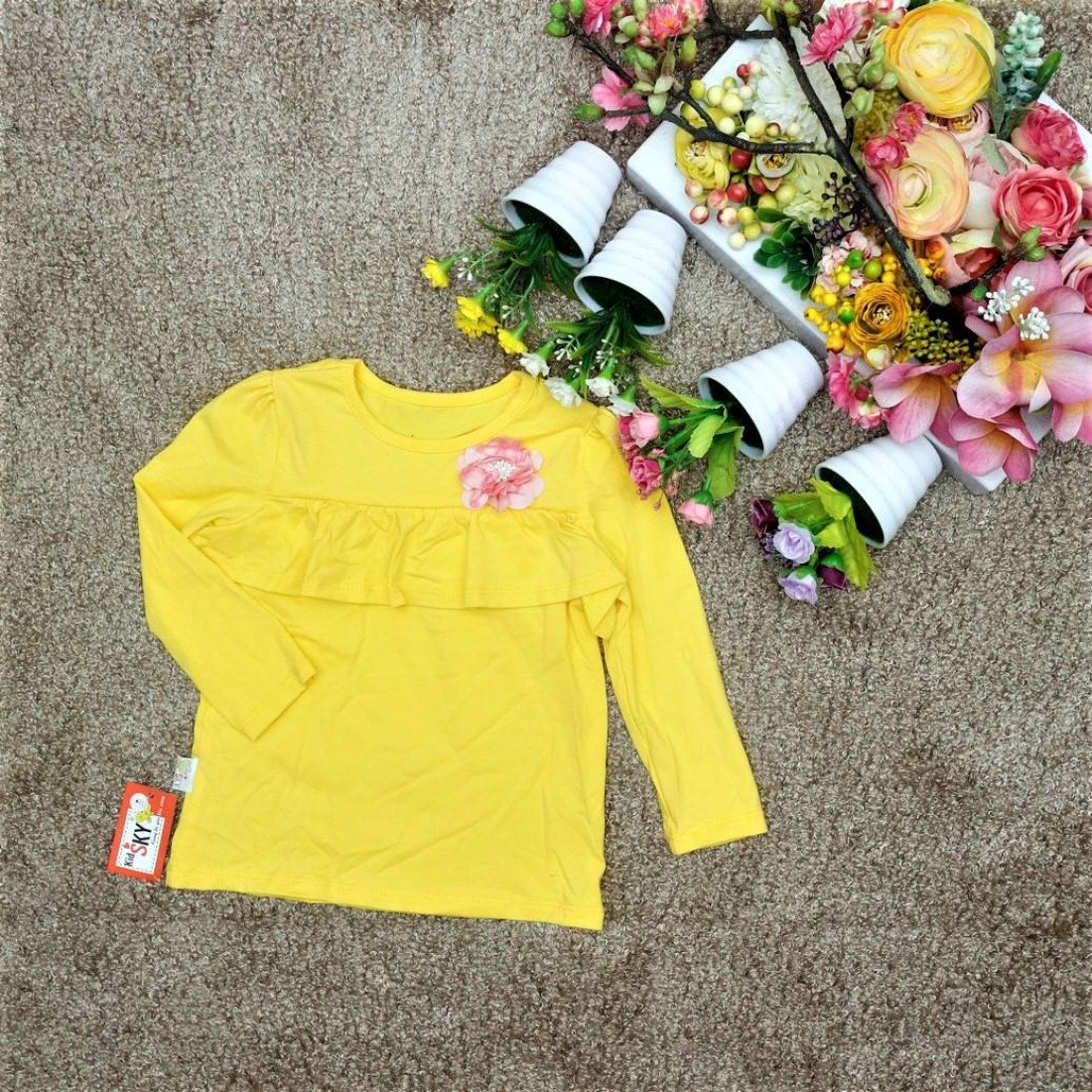 Áo dún ngực hoa cổ-A8695-