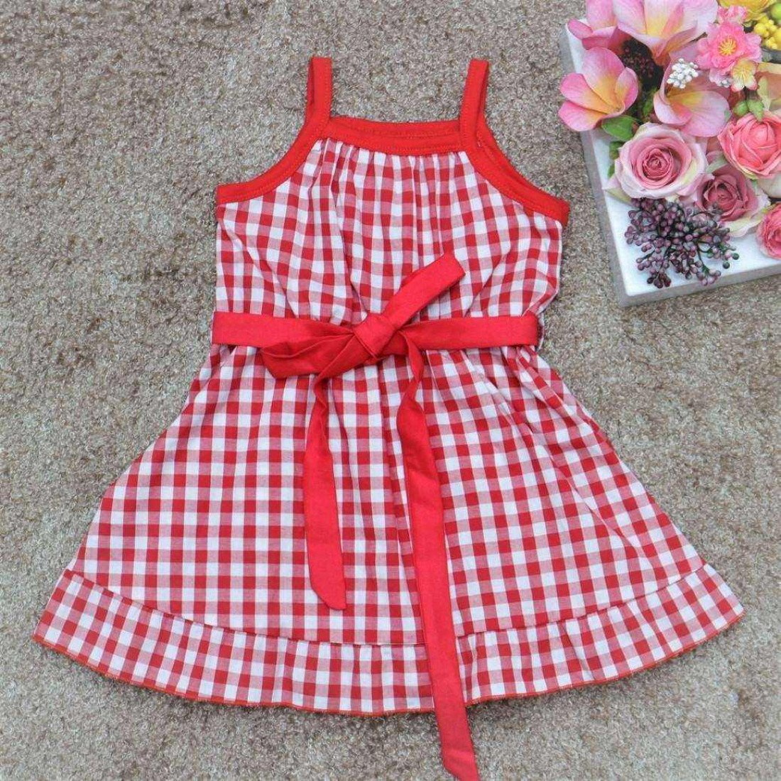 Váy hai dây thô kẻ - V46125-kidsky-bán sỉ Váy hai dây thô kẻ - V46125 Váy hai dây thô kẻ - V46125-