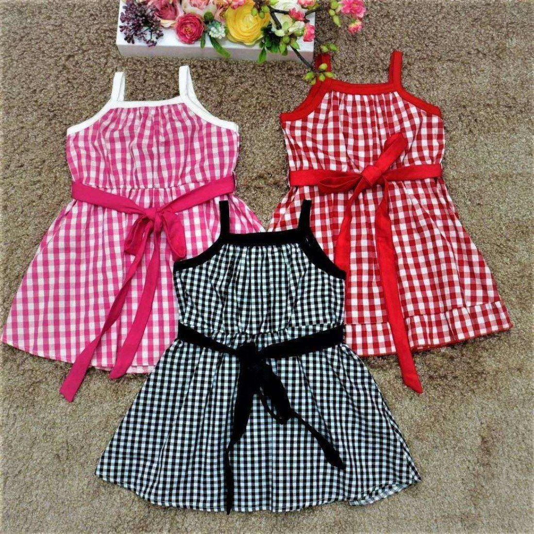 Váy hai dây thô kẻ - V46125-kidsky-bán sỉ Váy hai dây thô kẻ - V46125 Váy hai dây thô kẻ - V46125-