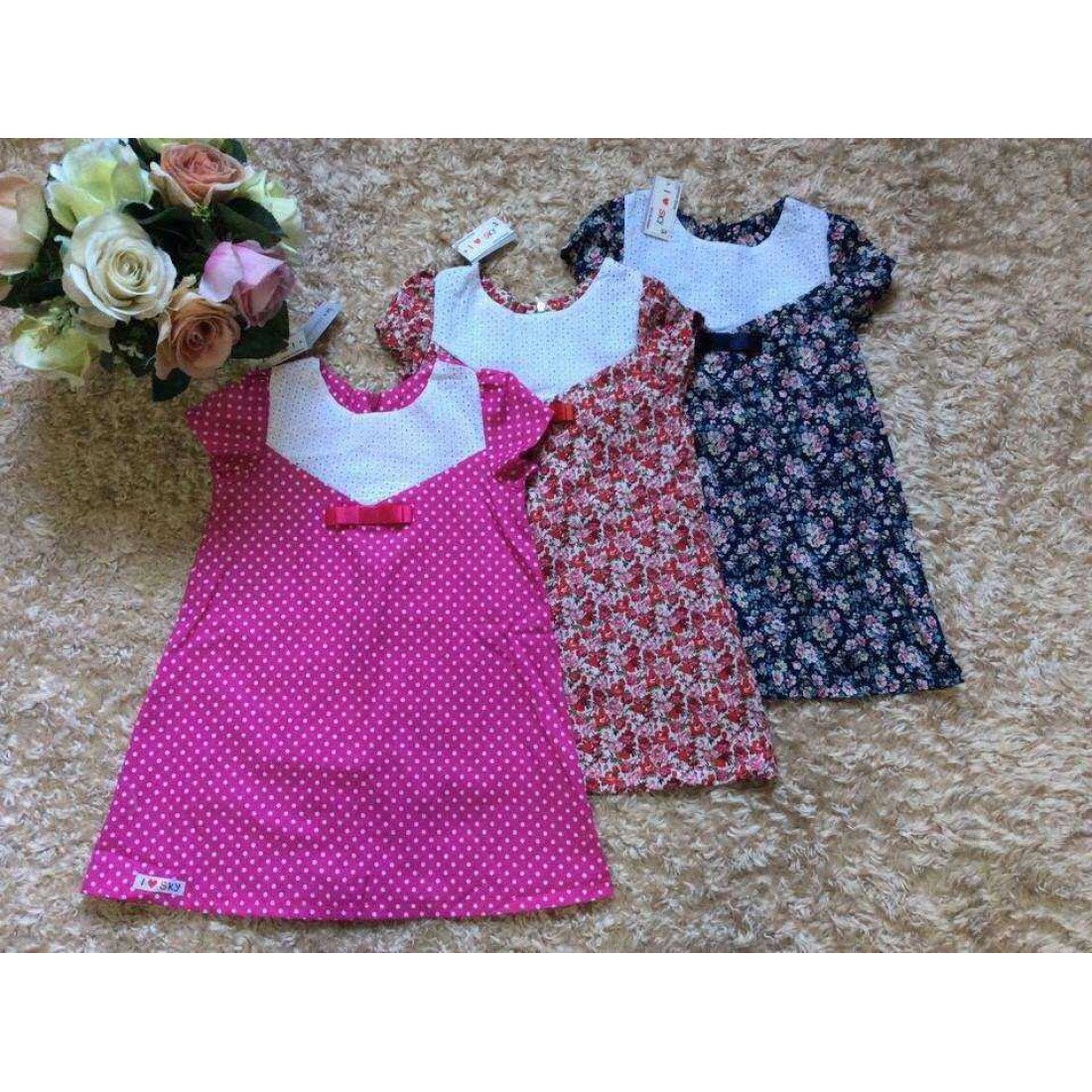 Váy A đáp ren ngực - v7285-kidsky-bán sỉ Váy A đáp ren ngực - v7285 Váy A đáp ren ngực - v7285-