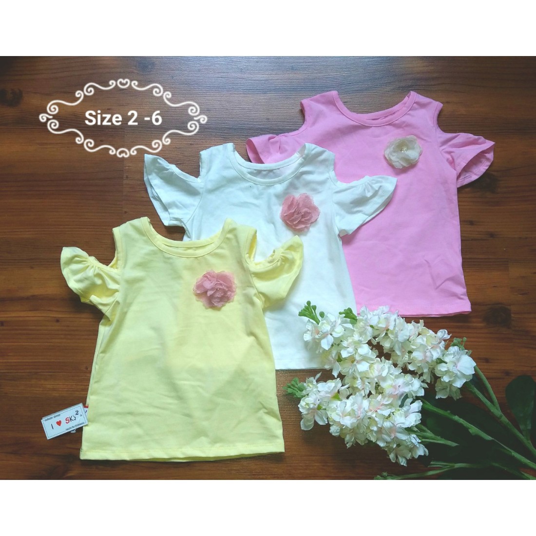 Áo Cotton Bé Gái Tay Trễ-