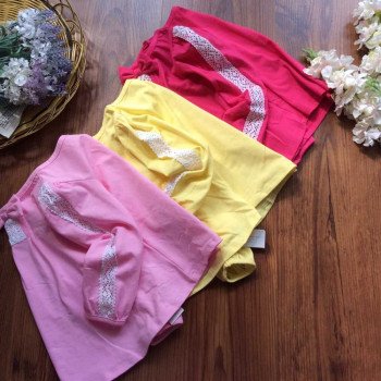 Áo thun cotton ren ống tay Áo thun cotton ren ống tay