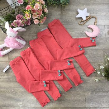 Quần legging nỉ da cá chun xe gấu nơ - hồng cam Quần legging nỉ da cá chun xe gấu nơ - hồng cam