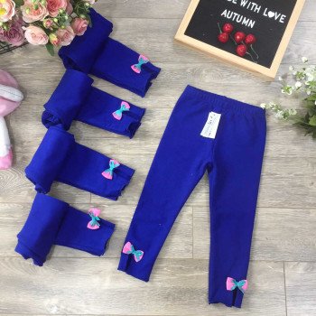 Quần legging nỉ da cá chun xe gấu nơ - xanh biển Quần legging nỉ da cá chun xe gấu nơ - xanh biển