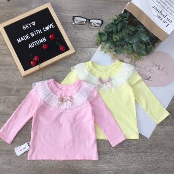 Áo cotton thu dài tay bé gái