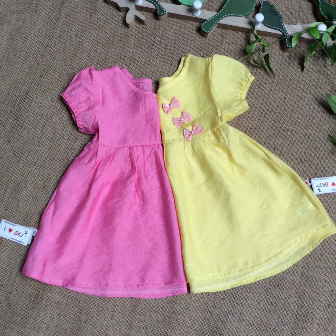 Áo váy hè bé gái nơ ngực-kidsky-bán sỉ Áo váy hè bé gái nơ ngực Áo váy hè bé gái nơ ngực-