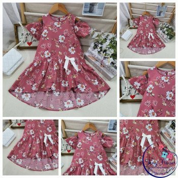 Váy hoa đuôi cá trễ vai bé gái size 7-10 Váy hoa đuôi cá trễ vai bé gái size 7-10