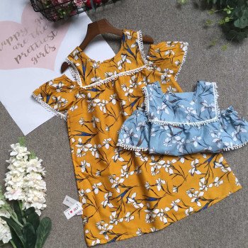 Váy thô tay trễ ren hoa size 9 -12  Váy thô tay trễ ren hoa size 9 -12