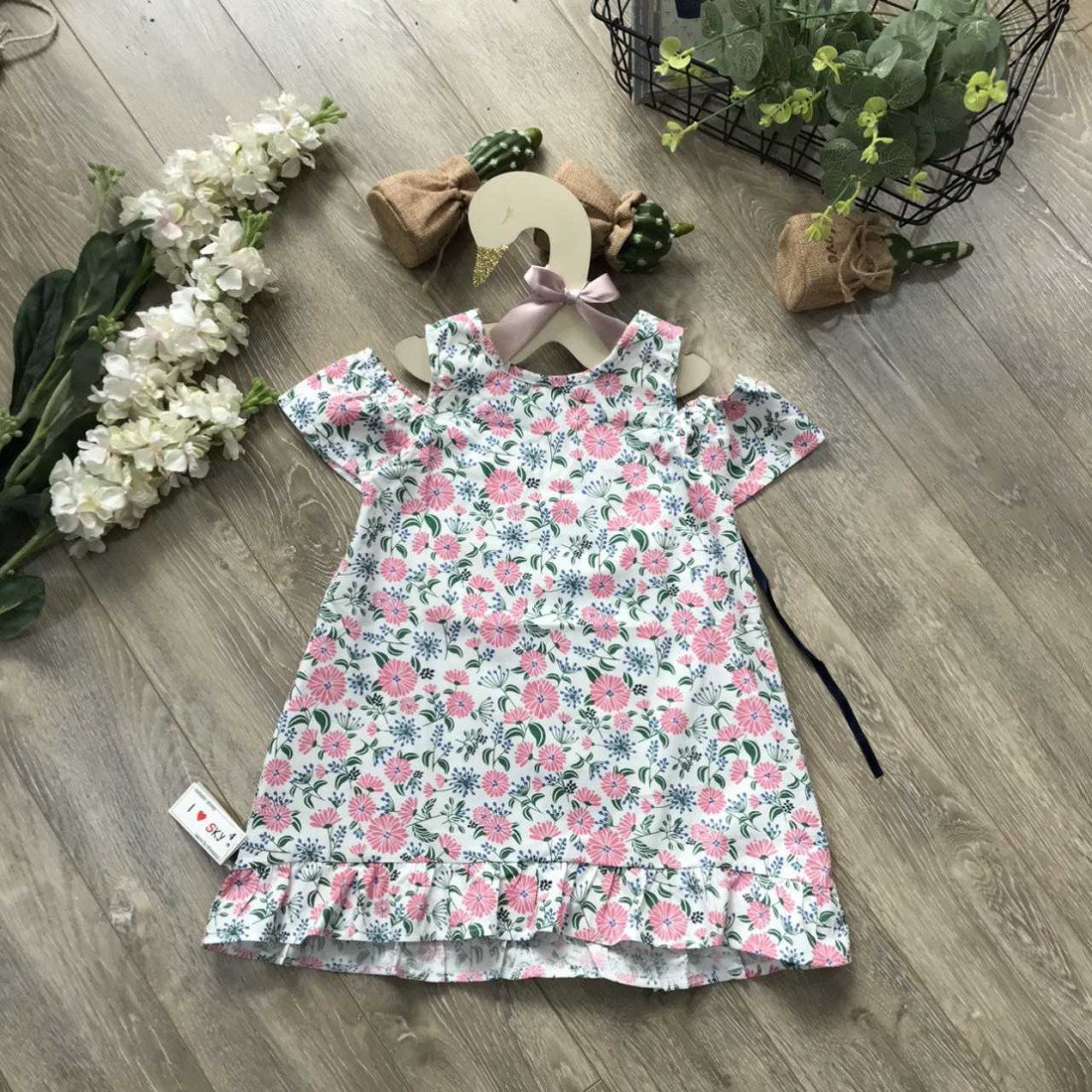 Váy hoa tay trễ nơ buộc size 4 -8 - VT20285-kidsky-bán sỉ Váy hoa tay trễ nơ buộc size 4 -8 - VT20285 Váy hoa tay trễ nơ buộc size 4 -8 - VT20285-