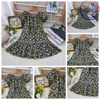 Váy hoa nhí chun cổ đuôi cá size 7-10 Váy hoa nhí chun cổ đuôi cá size 7-10