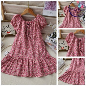 Váy hoa nhí cổ chun đuôi cá size 7-10 Váy hoa nhí cổ chun đuôi cá size 7-10