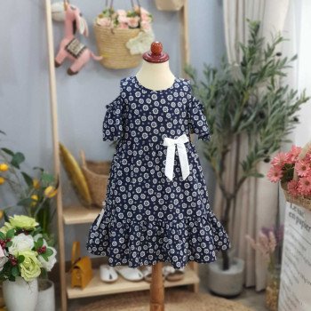 váy hoa thô nơ eo đuôi cá tay trễ size 7-10 - v39184 váy hoa thô nơ eo đuôi cá tay trễ size 7-10 - v39184