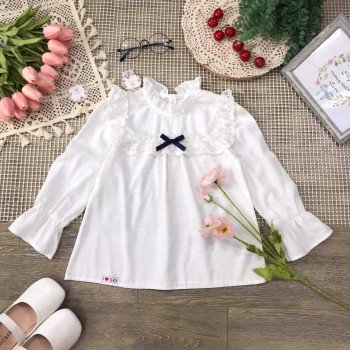 Áo sơ mi dài tay thu cổ bèo size 6-10 Áo sơ mi dài tay thu cổ bèo size 6-10