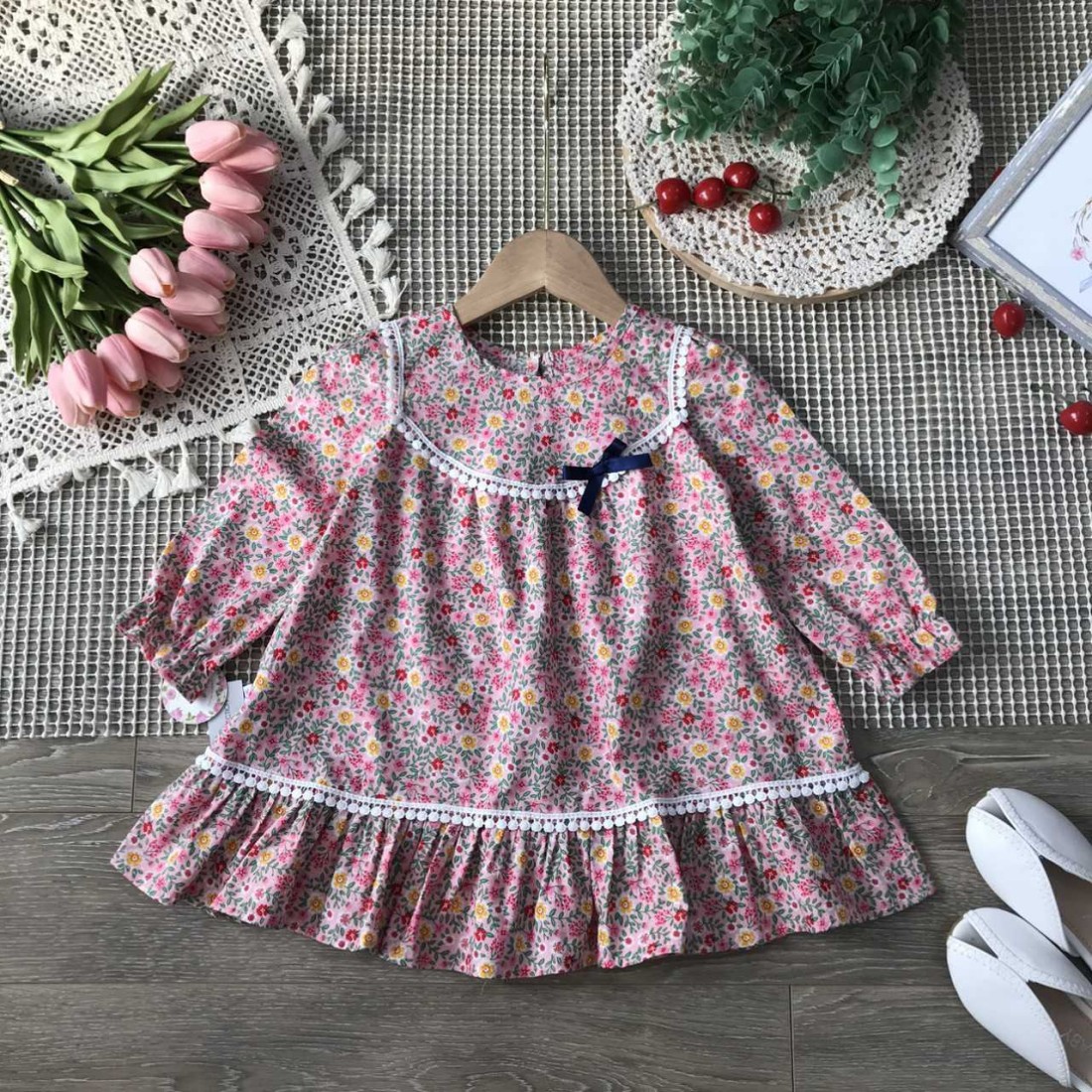 Váy thu đuôi cá ren cổ size 2-6-