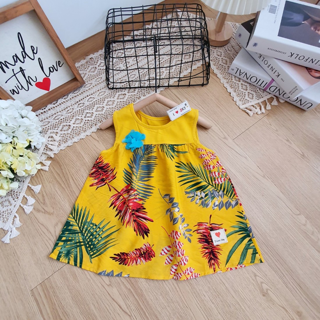 Áo sát nách cotton phối lanh đũi size 6 -10-ÁO ĐŨI-LANH-BOI BÉ  GÁI