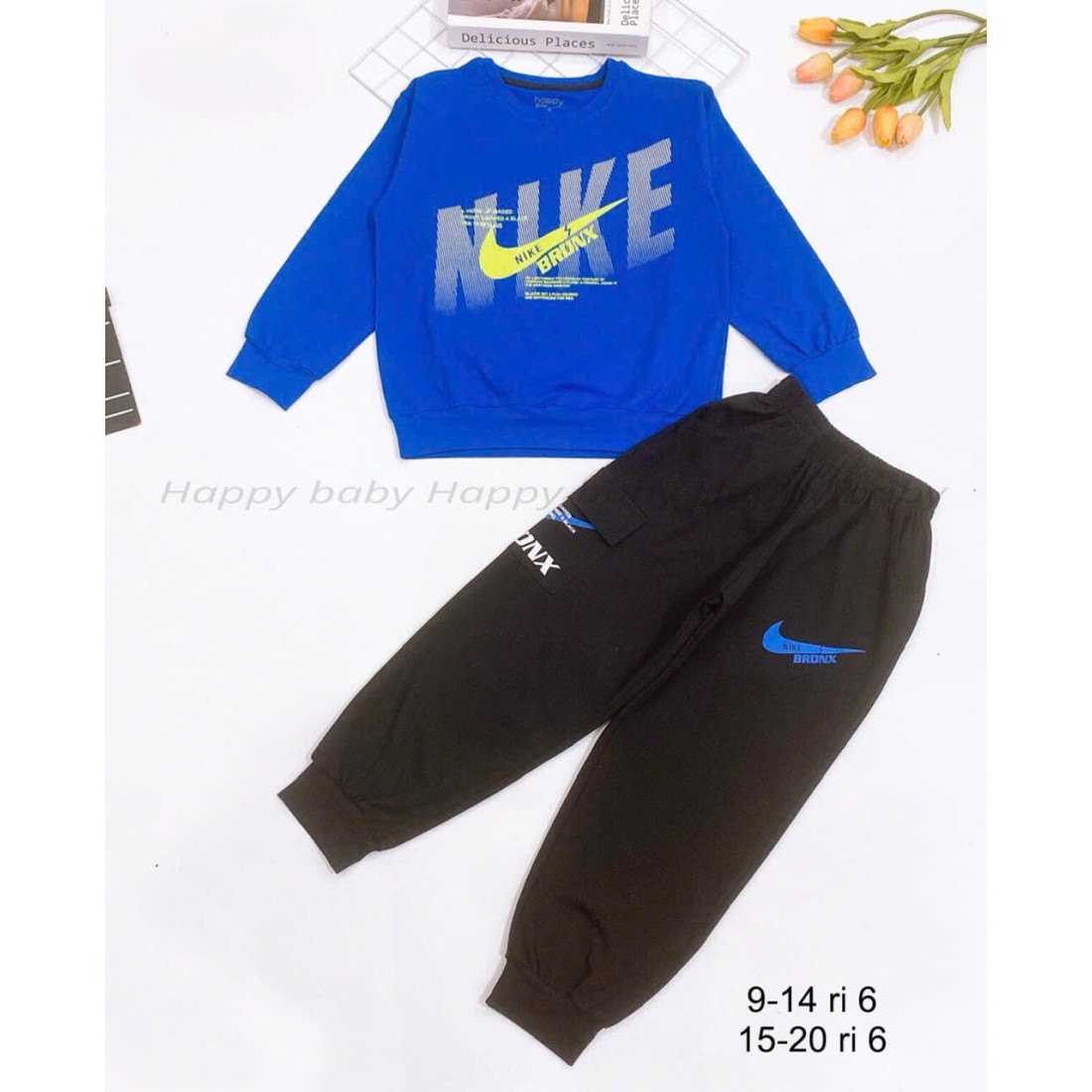 Bộ cotton bé trai dài tay NIKE-BỘ THU ĐÔNG BÉ TRAI