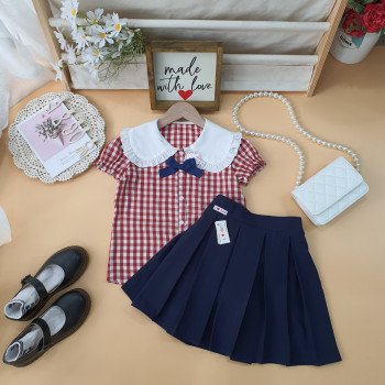 Áo sơ mi kẻ đỏ caro cổ điệu học sinh size 7-11 Áo sơ mi kẻ đỏ caro cổ điệu học sinh size 7-11